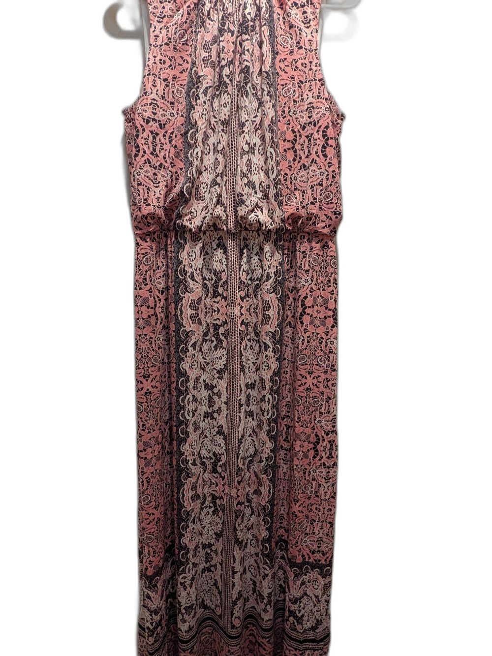 London Style Pink Patterned Sleeveless Maxi Dress - boxC